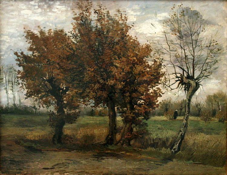 Vincent Van Gogh Autumn landscape with four trees